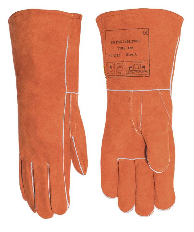 10-2076  Full Rust Orange Sleeve Straight Thumb ARC Welding Gloves